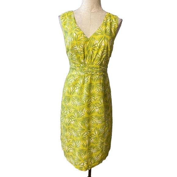Boden Dress Green Cream 10 All Cotton A Line Washable Sleeveless Summer - Picture 1 of 7